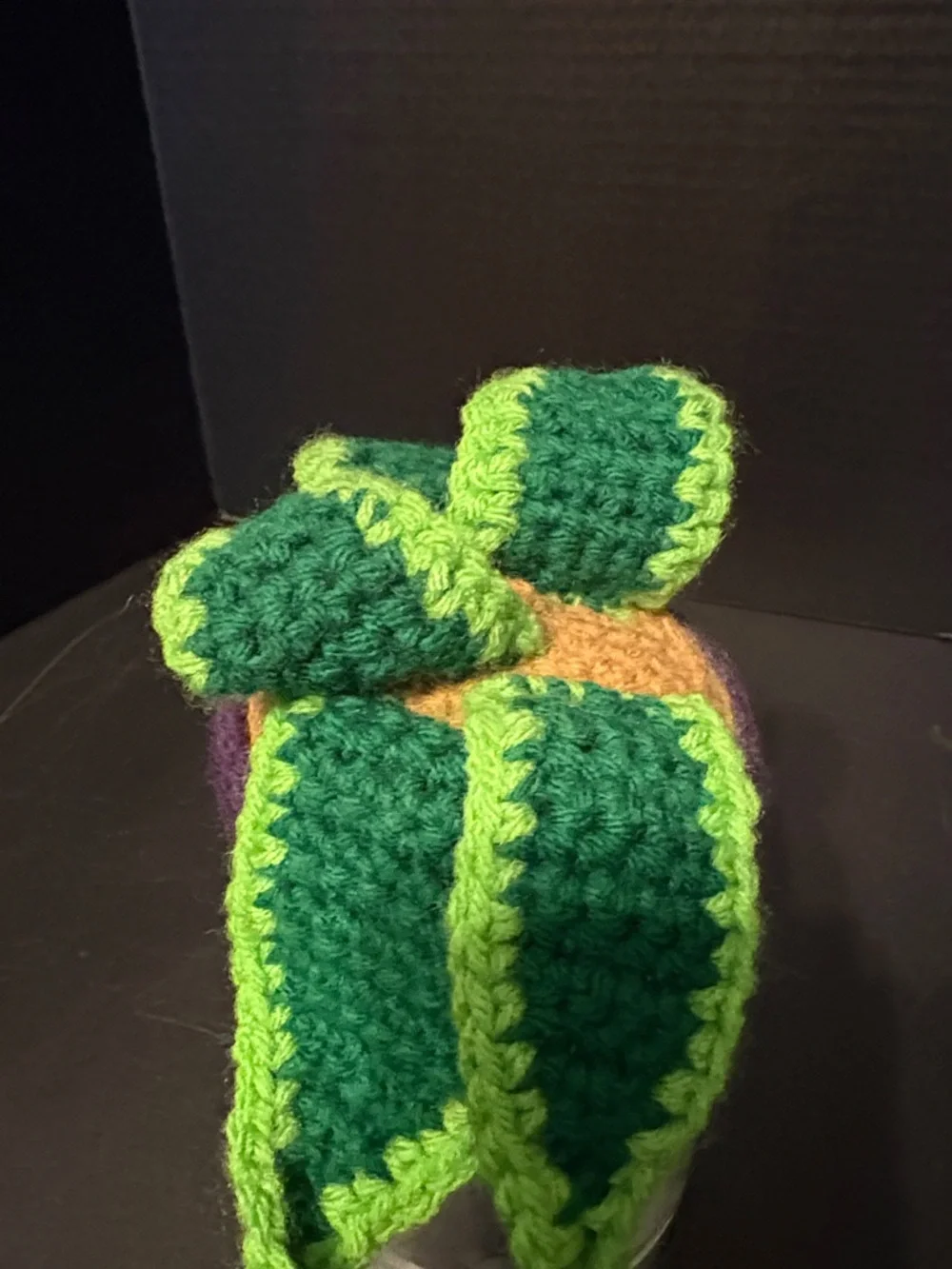 Plush Crochet Purple Plant Pot Toy with Bright Green Leaves for Small Pets